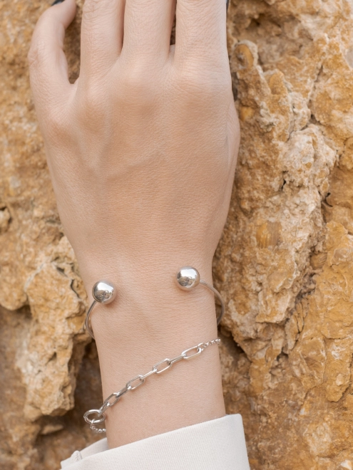 Браслет срібний Бангл Куля 10 мм Youko