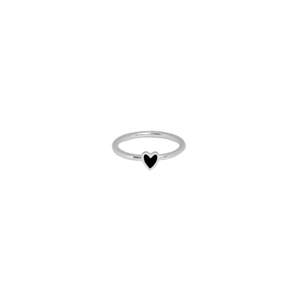 Кольцо серебряное Сердце Маленькое с эмалью Youko черное