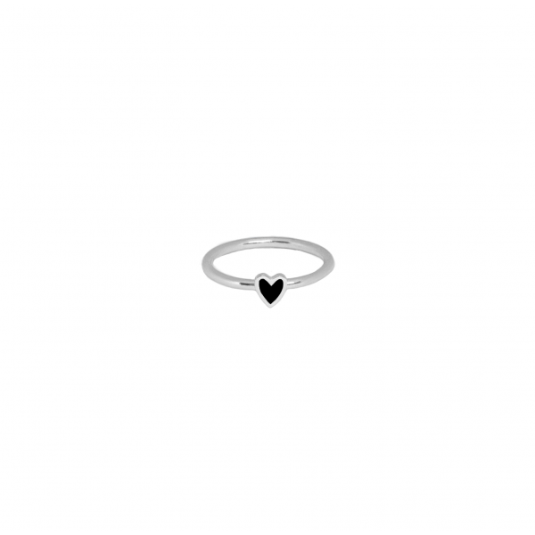 Кольцо серебряное Сердце Маленькое с эмалью Youko черное