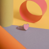 Кольцо серебряное Сердце с эмалью Youko розовое