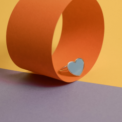 Кольцо серебряное Сердце с эмалью Youko голубое