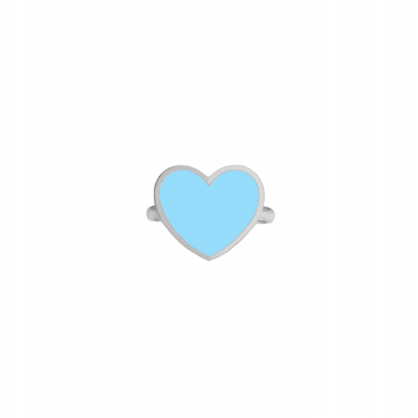 Каблучка срібна Серце з емаллю Youko блакитне