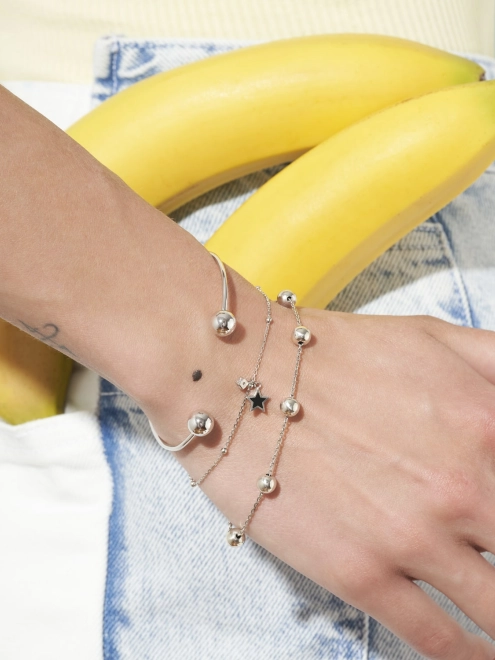 Браслет срібний Зірка Youko з емаллю чорною