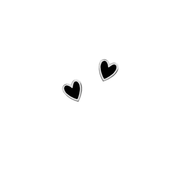 Сережки срібні Серце з емаллю Youko чорне