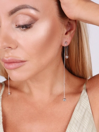 Серьги серебряные Маятник Сферы на цепочке Youko 2