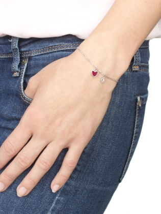 Браслет серебряный Мама Одного сердце Youko рубиновое 2