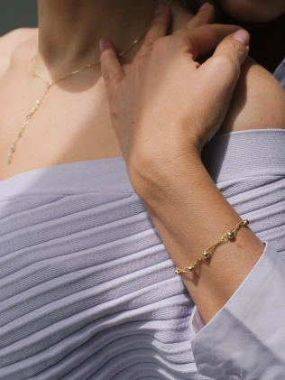 Браслет серебряный Шарики Двойной Youko в позолоте 2