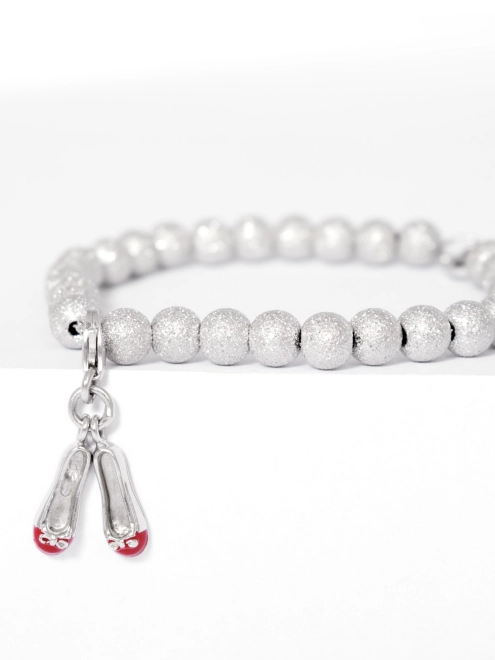 Шарм серебряный Балетки Youko с эмалевым носком на браслет