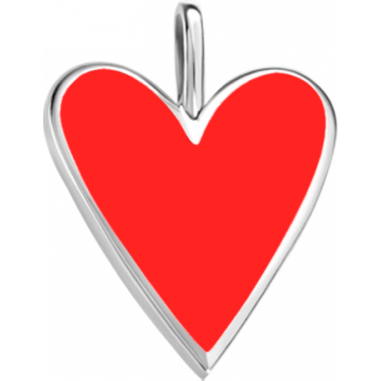 Кулон серебряный Сердце Красное вытянутое большое (17 мм)