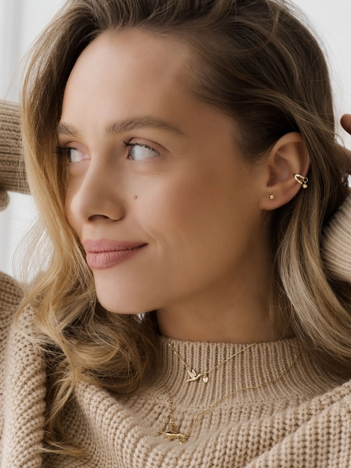 Підвіска срібна Птах з Серцем Youko жовта позолота