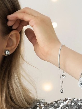 Браслет срібний Бангл зі Сферою на Ланцюзі Youko 2