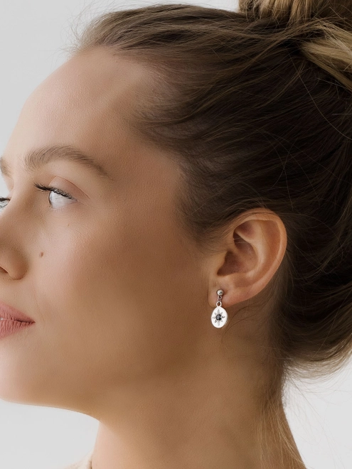 Серьги серебряные Роза Ветров Youko пусеты