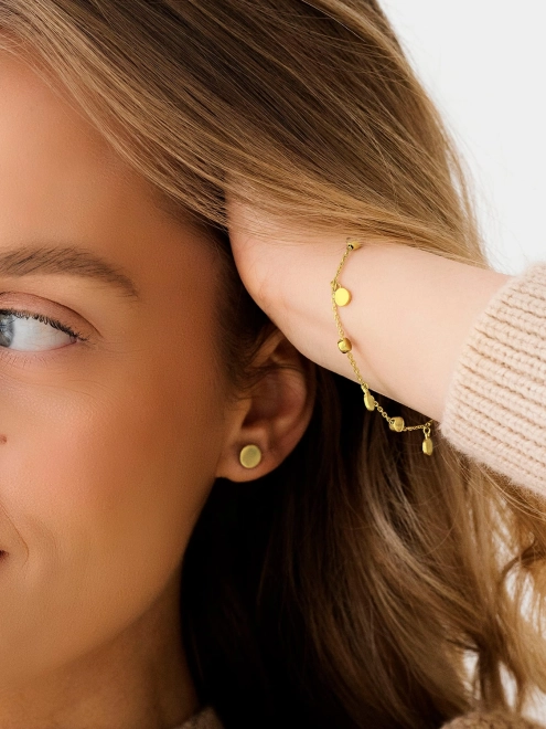 Сережки срібні Монети Youko пусети 7 мм жовта позолота