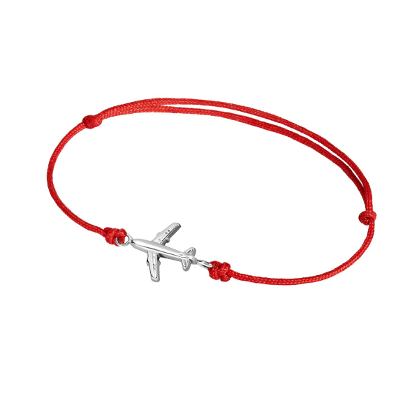 Браслет срібний Літак Youko червона нитка