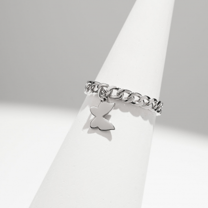 Каблучка срібна Ланцюг з підвісом Метелик Youko