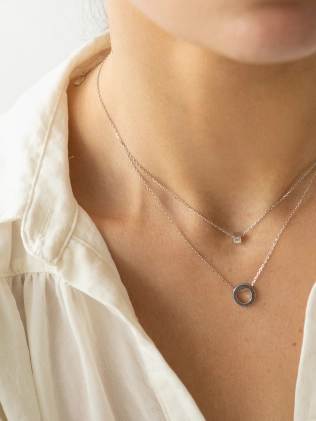 Підвіска срібна Подвійна Кубик і Шайба Youko 2