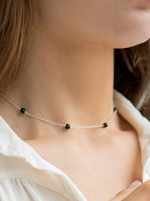 Подвеска Обсидианы 6 мм короткая