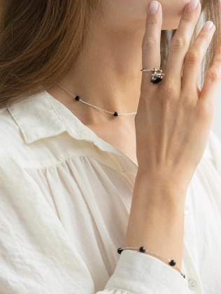 Подвеска Обсидианы 6 мм короткая 2