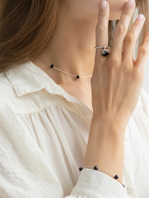 Подвеска Обсидианы 6 мм короткая