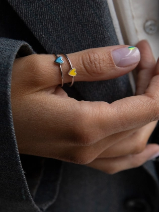 Каблучка срібна Серце Маленьке з емаллю Youko жовте - купити в інтернет-магазині Youko – ціни, відгуки, фото 2