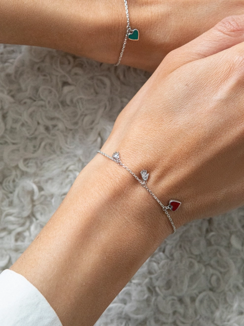 Браслет серебряный Мама Двоих сердце Youko рубиновое - купить в интернет-магазине Youko – цена в Украине, отзывы, фото