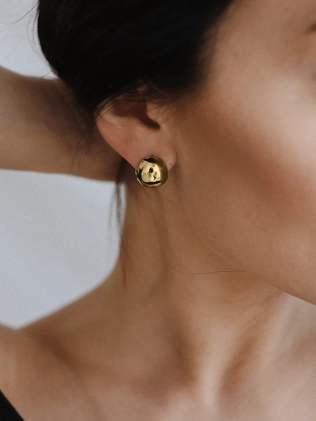 Сережки срібні Сфери дві половинки маленькі позолота 2