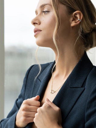 Підвіска срібна Серце та Літак Youko жовта позолота 2