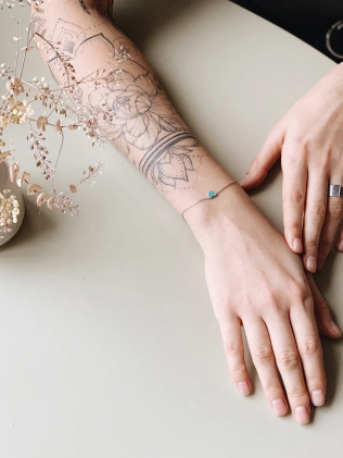 Браслет срібний Серце з емаллю Youko кольору тіффані 2