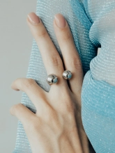 Каблучка срібна Дві Сфери 12 і 10 мм Youko