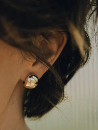 Сережки срібні Сфери дві половинки маленькі позолота 2