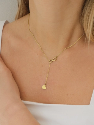 Підвіска срібна Нескінченність із Серцем Youko у жовтій позолоті 2