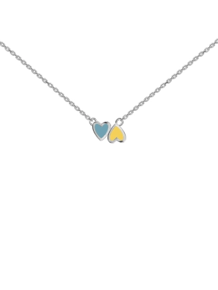 Підвіска срібна Два серця Youko з емаллю жовто-блакитною 2