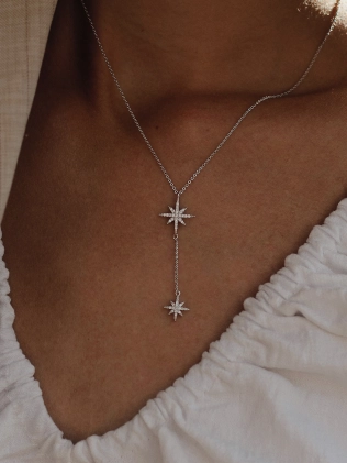 Підвіска срібна Дві Полярні Зірки білі Youko - купити в інтернет-магазині Youko – ціни в Україні, відгуки, фото. 2