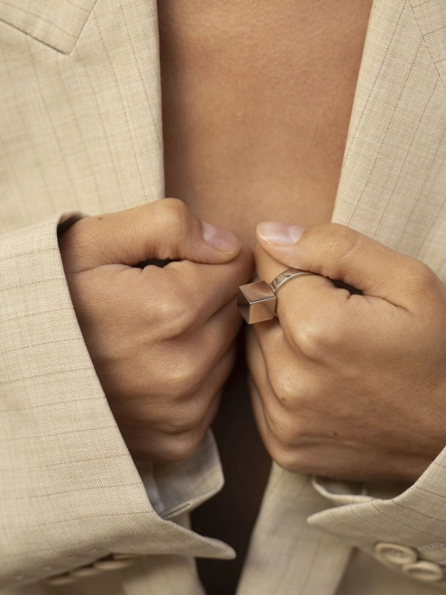 Кольцо серебряное Куб Youko