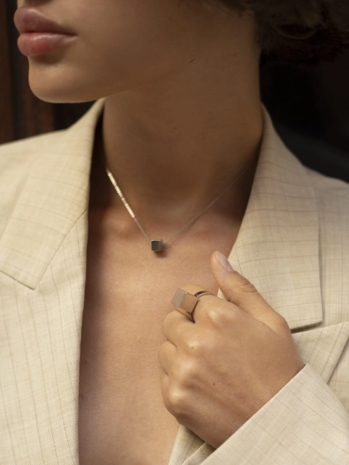 Кольцо серебряное Куб Youko