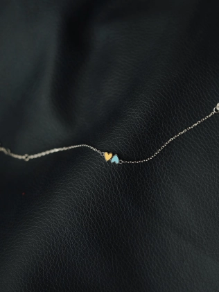 Браслет серебряный Два сердца Youko с эмалью желто-голубой 2