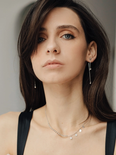 Сережки срібні Кульки на ланцюжку Youko