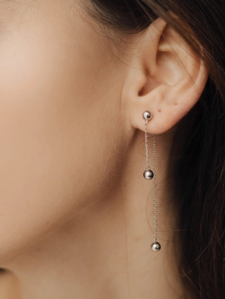 Сережки срібні Кульки на ланцюжку Youko 2