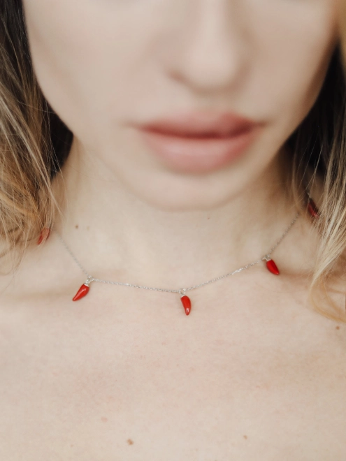 Подвеска серебряная Перчики подвесные Красные Youko