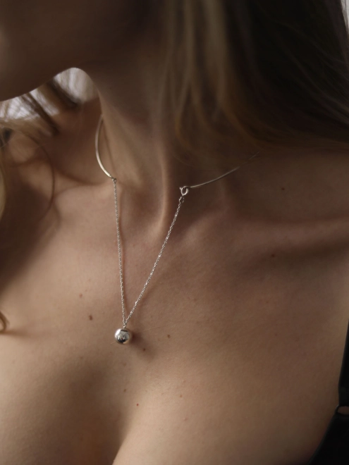 Подвеска серебряная Бангл со Сферой на Цепи Youko