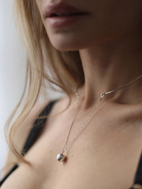 Подвеска серебряная Бангл со Сферой на Цепи Youko