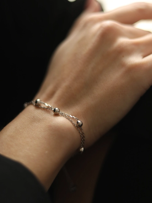 Браслет серебряный Шарики Youko Двойной