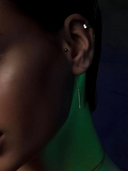 Серьги серебряная Каффа 5 мм с протяжкой брусочек Youko 1 шт