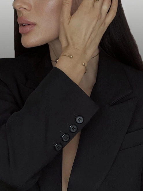 Браслет срібний Бангл Куля 6 мм Youko жовта позолота