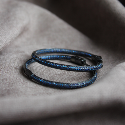 Сережки срібні Кільця 5,0 см Youko з синіми цирконами
