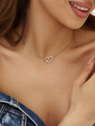 Подвеска серебряная Сердце и Самолет Youko 2