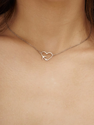 Подвеска серебряная Сердце и Самолет Youko 2