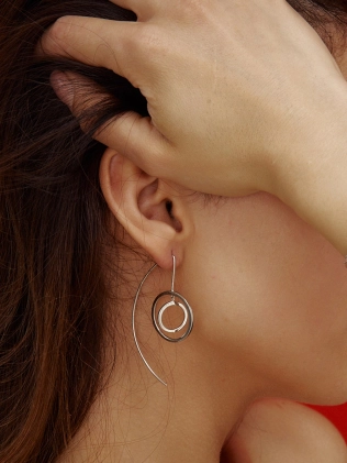 Серьги серебряные Рыбки Круги Концентрические Youko 2