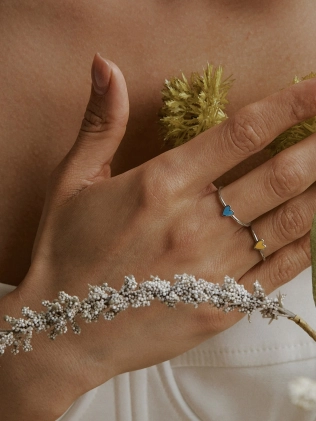 Кольцо серебряное Сердце Маленькое с эмалью Youko желтое 2