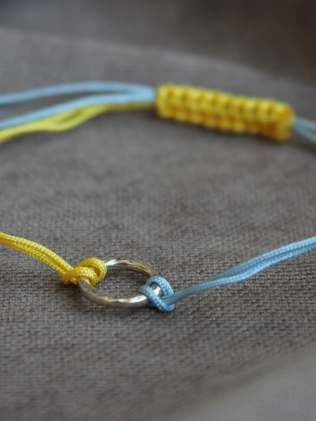 Браслет срібний Коло Youko жовто-блакитний шнур 2
